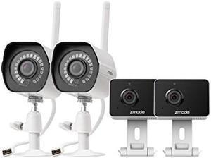 Zmodo Cameras for Home Security (Wireless Indoor & Outdoor Camera Bundle 4 Pack), 1080p HD, IP Camera, Motion Detection, Two-Way Talk, Night Vision, Remote View, Cloud Service, Work with Alexa/Google