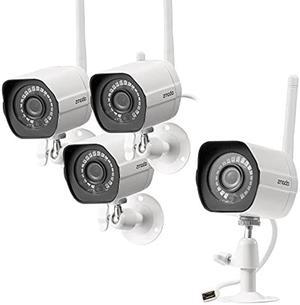 Zmodo Outdoor Security Cameras Wifi - 1080p Full HD Surveillance Cameras for Home Security with Night Vision, IP 66 Weatherproof, Plug-In, Motion Detection, Silver, 4 Pack