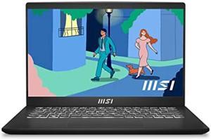 MSI Modern 14 14" Ultra Thin & Light Business Laptop: Intel Core i5-1235U Iris Xe 8GB 512GB NVMe, 180-Degree Lay-Flat, USB Type-C w/ PD Charging, MicroSD Card Reader, Win 11 Home: Black C12M-032