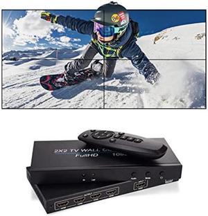 Ciglow 2X2 HDMI Video Wall Controller,1920 * 1080P Image Splicing Controller,HDMI 1.3 Input 4 HDMI Output,Large Dynamic Image Screen,110-240V (US)