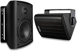 iHome IHSI-W400BT-PR-BLK Bluetooth Indoor/Outdoor All Weather Weatherproof 4" Inch Small 100W Watt Wall/Ceiling Mounted Surround Sound Powered Patio Speakers System Pair in Home Party Enclosure