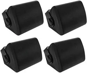 Herdio 5.25 Inches 600 Watts Passive Indoor Outdoor Speakers Wired Waterproof,Wall Mount Speakers with Loud Volume Perfect for Patio,Garden Home Theater,Black (4 Speakers)