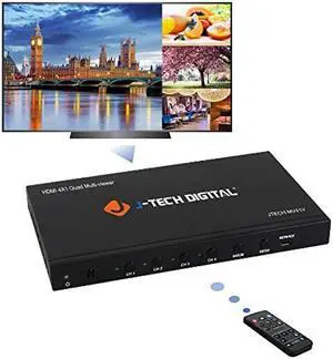 J-Tech Digital HDMI Multi-Viewer Quad 4x1 Seamless Switch 1080p Switcher w/5 Display Modes & VGA Loop Out [JTECH-MV41V]