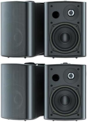 STUDIOFINIX 5.25 Inches 600 Watts Indoor Outdoor Bluetooth Speakers All Weather Wired Wall Mount System for Patio Deck (4 Speakers)