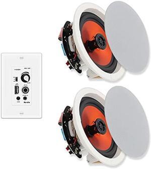Herdio 6.5 Inch Ceiling Speakers Bluetooth (Pairs) 320 Watt Flush Mount in Wall Amplifier Receiver Perfect for Indoor Home & Covered Outdoor Porch