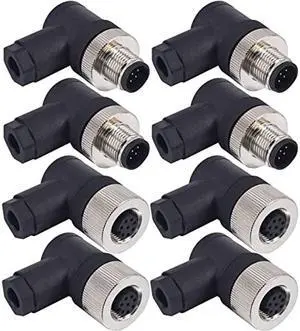 Lonlonty M12 8 Pin Male & Female Right Angle Socket Panel Aviation Wire Connector,12mm Industrial Circular Connector,Outdoor Waterproof IP67,4 Sets Lonlonty M12 8 Pin Male & Female Right Angle Socket Panel Aviation Wire Connector,12mm Industrial Circular Connector,Outdoor Waterproof IP67,4 Sets