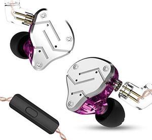 KZ ZSN Dynamic Hybrid Dual Driver in Ear Earphones Detachable Tangle-Free Cable Musicians in-Ear Earbuds Headphones with Microphone (Silver Purple)