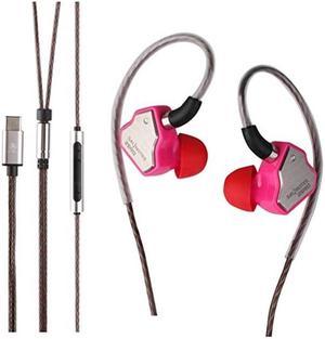 Linsoul 7Hz Salnotes Zero HiFi 10mm Dynamic Driver in-Ear Earphone IEM with Metal Composite Diaphragm Stainless Steel Faceplate Detachable 2Pin OFC Cable (Rose, with Mic, Type C)