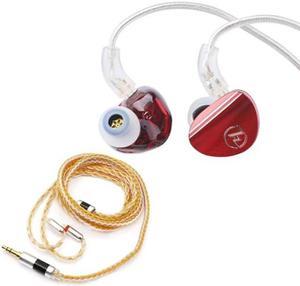 Linsoul 7HZ SONUS in Ear Earphones(Red) + Tripowin Zonie 16 Core Earphone Cable(2pin-0.78mm, 3.5mm, Gold)