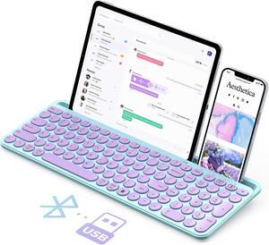 seenda Bluetooth Keyboard for iPad, 2.4G + Bluetooth Multi-Device Typewriter Keyboard with Number Pad, Tablet Holder for iPad Tablet, Andriod Phone, MacBook/Windows PC Desktop, Barbie Purple