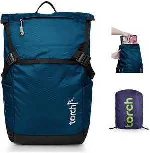 torch Laptop Backpack 19L - Lighweight Backpack Fits 15.6 Inch Laptop Retro Casual Daypack with Rain Cover for Travel, Business, Outdoor - Sinpo (Blue)