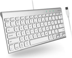 Macally USB Wired Keyboard for Mac and Windows PC - Space Saving Compatible Small Apple Keyboard - 78 Keys External Mac Keyboard for MacBook Pro/Air, iMac, Desktop Mac Mini - Silver Aluminum