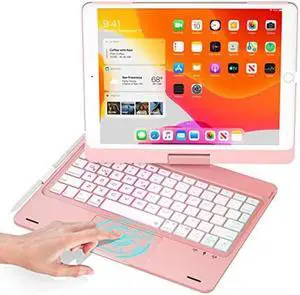 BABG iPad 9th Generation Case with Keyboard, 360deg Rotatable Backlit Keyboard with Pencil Holder for 10.2 inch iPad 9th Gen 2021/ 8th Gen 2020/ 7th Gen 2019 and iPad Air 3 / Pro 10.5" - Rose Gold