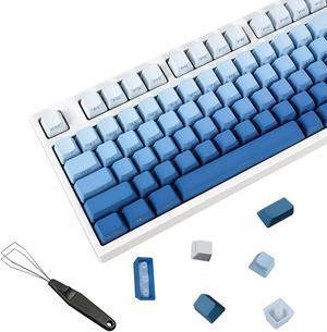 JOLINTAL 134 Keys Gradient Blue Keycaps, PBT Double Shot Dying Side Print Keycaps, OEM Shine Through Keycaps, Custom Backlit Keycaps Cherry MX Keycaps Set for Mechanical Gaming Keyboard