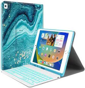 Backlit Keyboard Case for iPad 10.2 9th 8th 7th Generation - Wireless Detachable Keyboard Thin Slim Smart Folio Stand Tablet Cover Case for iPad 10.2 Inch/iPad Air 10.5"(3rd Gen)/iPad Pro 10.5", Blue