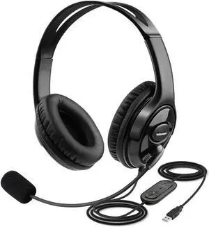 MKJ USB Headset with Microphone for PC, Stereo Computer Headset with Noise Canceling Mic for Laptop MAC, Dual Ear Wired Headphone for Call Center, Home Offices, Skype, Zoom, Microsoft Teams, Webinar