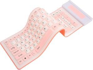 Wireless Silicone Keyboard, Foldable Silicone Keyboard Soft Waterproof Rollup Keyboard for PC Laptop Notebook, 103 Keys, Mute Typing, Lightweight ()