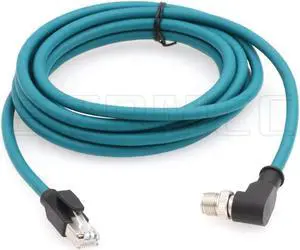 SZRMCC M12 8 Pin X-Coded Male Right Angle to RJ45 Ethernet Cable Cat7e Gigabit Shielded Waterproof Network Cable for Basler GigE Cognex in-Sight Industrial Camera Vision Sensors (Blue,3M)