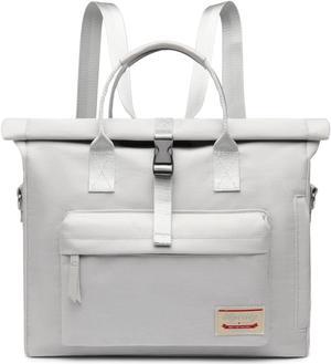 Wxnow Convertible Backpack Tote, Briefcase Messenger Laptop Bag Fashion Teacher Bag Work Bags Lightweight Shoulder Bag Fits 15.6" Laptop,Silver Grey