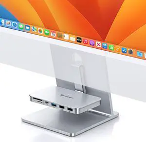 Minisopuru iMac Accessories - USB C Hub for iMac 24 inch 2021/2023/2024 with USB 3.2 10Gbps, iMac USB Adapter Compatible with iMac 24 M1/M3/M4 and Studio Display 27 inch, Silver (Without SSD Port).