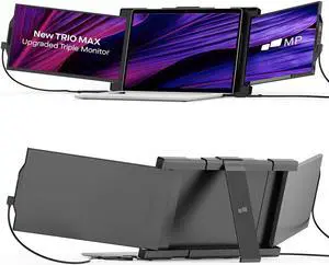 Trio Max 2024 Mobile Pixels 14.1'' Portable Monitor for Laptops, Full HD IPS Triple Monitor(Built-in Kickstand), USB A/Type-C Powered On-The-Go, Plug and Play Mac Windows Switch(Optional Magnets)