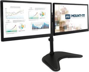 Mount-It! Free Standing Dual Monitor Stand | Double Monitor Desk Mount | Fits Two x 19 20 21 22 23 24 27 Inch Computer Screens | 2 Heavy Duty Height Adjustable Arms | VESA Compatible 75 100