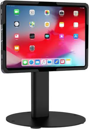 Mount-It! Universal Tablet Stand with Tilt, Anti-Theft Retail iPad POS Kiosk Stand, Fits Tablets from 9.7" to 13" Screen Size, 90° Rotation for Portrait and Horizontal Viewing, Durable Steel, Black