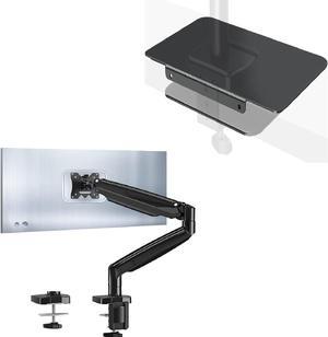 MOUNTUP Heavy Duty Single Monitor Stand Mount, with Desk Reinforcement Plate - Monitor Desk Clamp Mount for Max 35" Ultrawide Computer Screens up to 26 lbs, Computer Monitor Arm