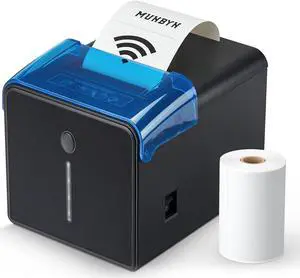 MUNBYN WiFi Receipt Printer with USB Port, 80mm POS Printer Works with Mac Windows Chromebook Linux Cash Drawer, ESC/POS (P047 WiFi), Do Not Support Square Paypal Zettle Shopify Kyte Bluetooth