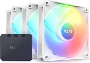 NZXT F120 RGB Core Triple Pack - 3 x 120mm Hub-Mounted RGB Fans with RGB Controller - 8 Individually-Addressable LEDs - Semi-Translucent Blades - High Static Pressure & Airflow - CAM Software - White