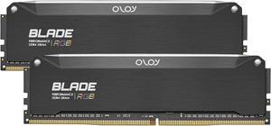 OLOy DDR4 RAM 32GB (2x16GB) Black Hairline Blade RGB 3200 MHz CL16 1.35V 288-Pin Desktop Gaming UDIMM (MD4U1632161BRKDE)