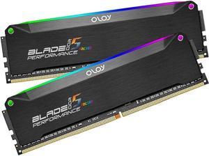 OLOy DDR5 RAM 32GB (2x16GB) Black Hairline Blade RGB 6400 MHz CL32 1.35V Gaming UDIMM (MD5U1664321BRKDA)