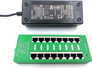 PoE Texas AT-8-56v120w | Gigabit 8 Port Active 802.3at Power Over Ethernet Injector | with 56 Volt 120 Watt Power Supply