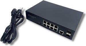 8-Port Managed Network Switch - Layer 2 PoE+ Managed Switch (IEEE 802.3at) - Shelf Mount 150W Gigabit 1 Gig Power Over Ethernet for Intelligent Buildings - Smart Support, IGMP, VLAN, QoS, DHCP