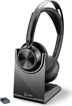Poly Voyager Focus 2 UC Wireless Headset with Microphone & Charge Stand (Plantronics) - Active Noise Canceling (ANC) - Connect PC/Mac/Mobile via Bluetooth -Works w/Teams, Zoom & More- Exclusive