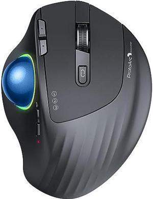 ProtoArc Wireless Bluetooth Trackball Mouse, EM01 2.4G RGB Ergonomic Rechargeable Rollerball Mouse with 3 Adjustable DPI, 3 Device Connection&Thumb Control for PC, iPad, Mac, Windows-Blue Ball