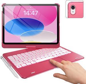 typecase Touch iPad 10th Generation Case with Keyboard (10.9", 2022), Multi-Touch Trackpad, 11 Color Backlight, 360deg Rotatable, Thin & Light for Apple iPad 10th Gen 10.9 (Pink)