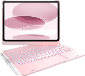 typecase Touch iPad 10th Generation Case with Keyboard (10.9", 2022), Multi-Touch Trackpad, 10 Color Backlight, 360deg Rotatable, Thin & Light for Apple iPad 10th Gen 10.9 (Light Pink)