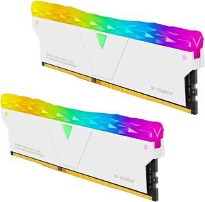 V-Color Prism Pro DDR4 16GB (8GBx2) 3600MHz (PC4-28800) CL18 RGB Gaming Desktop Ram Memory Module UDIMM Hynix IC Single Rank - White (TL8G36818D-E6PRWWK)