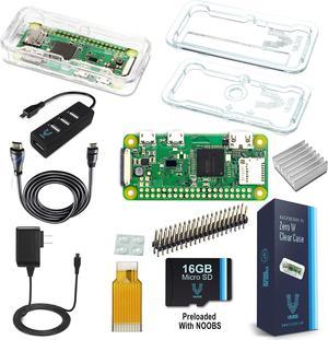 Vilros Raspberry Pi Zero W Complete Starter Kit-Premium Clear Case Edition-Includes Pi Zero W and 7 Essential Accessories