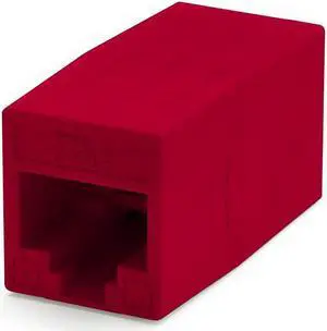 trueCABLE Cat6 Inline Coupler, Unshielded (UTP), PoE++ (4PPoE), UL Listed, ETL Verified, ANSI/TIA 568-2.D Cat 6 Performance Compliant, Female to Female RJ45 Couplers, Red, 12 Pack