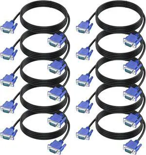 URELEGAN VGA Cable 6 Feet 10-Pack, VGA Monitor Computer Cable Shielded Cord 1080P Full HD Male to Male Cord HD15 for Computer PC Monitor Laptop TV Projector Splitter Docking Station and More