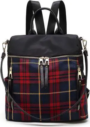 MKF Collection Nishi Plaid Backpack Waterproof Laptop Backpack for Travel Daypack Nylon By Mia K
