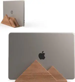 Mobashyr Laptop Stand Closed - Wooden Dual Vertical Laptop Stand - Experience The Ultimate MacBook Pro Vertical Stand - MacBook Vertical Stand