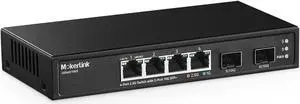 MokerLink 4 Port 2.5G Ethernet Switch with 2 Port 10G SFP+ Slot, 4 x 2.5G Base-T Ports Compatible with 10/100/1000Mbps, Metal Unmanaged Fanless Small Network Switch