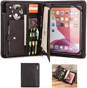 Leather Case for ipad Pro 11" Genuine Leather Smart Folio for 11-inch ipad pro 11 case with Pencil Holder Zipper Pocket Multifunctional iPad Leather Case for iPad 11 case/iPad 10.5/iPad 9.7