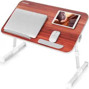 Laptop Bed Table, NEARPOW Adjustable Laptop Bed Tray for Computer and Laptop Bed Stand, Laptop Desk for Bed, Lap Desk for Adults for Eating and Reading Holder in Shcool, Sofa and Couch, Brown