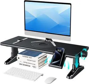 NIFBANG Computer Monitor Stand Riser for Desk,4.5-6.3 Inches Freely Height Adjustable with Cellphone Holder,Multi-Purpose Desktop Organizer Monitor Stands Riser for Computer,Laptop,Printer,TV (BLack)