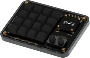 NLOFIN Double Knob Custom Macro Pad Programmable Designer Mini Keyboard 16 Keys with Screen (Grey,KB16)