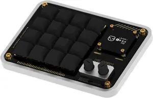 NLOFIN Double Knob Custom Macro Pad Programmable Designer Mini Keyboard 16 Keys with Screen (Silver,KB16)